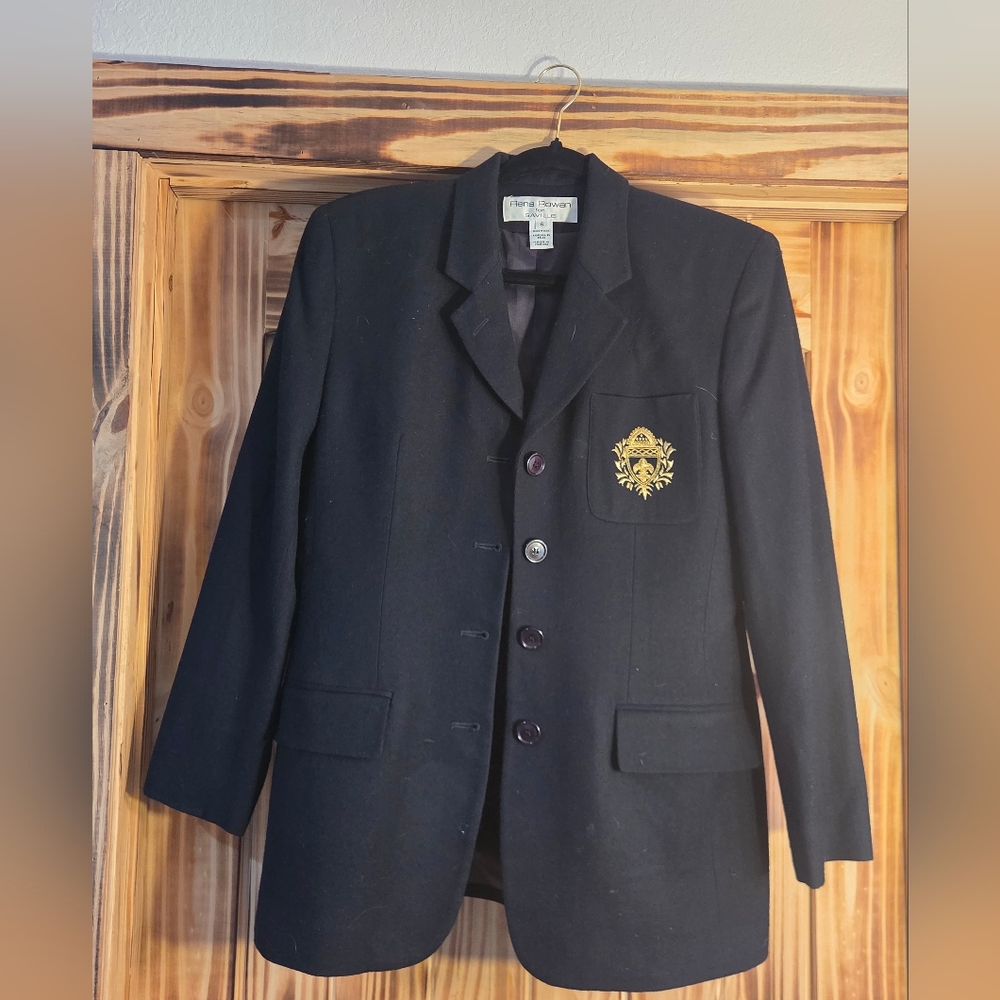 Women's Rena Rowan Black Blazer with Gold Emblem Size 6